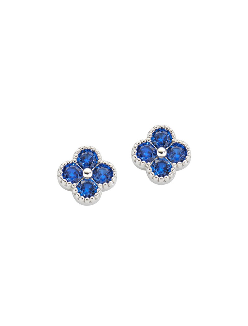 Boucles d'oreilles en argent sterling avec zircone bleue - Rhodium