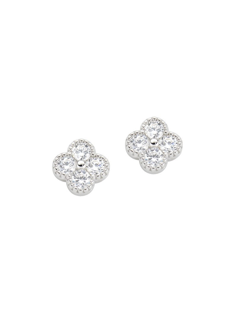 Boucles d'oreilles en argent sterling avec zircones blanches - Rhodium
