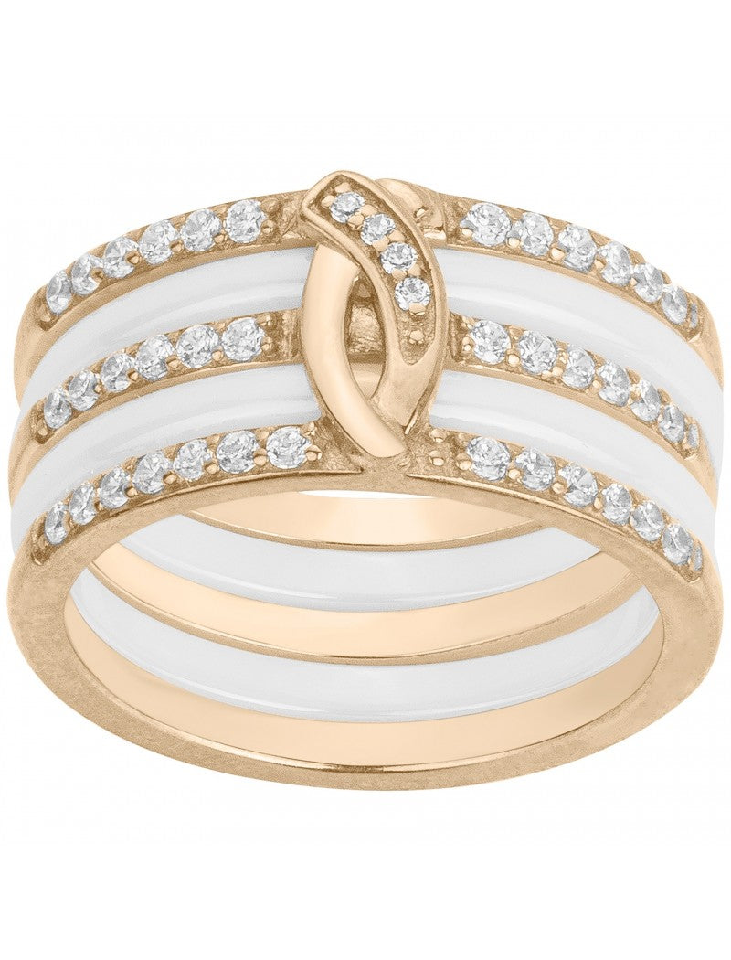 BAGUE PLAQUE - CERAMQIUE BLANCHE - ZIRCONIA
