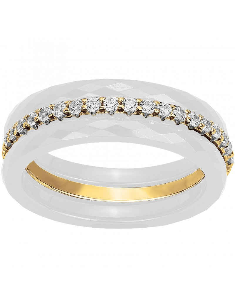 BAGUE PLAQUE - CERAMQIUE BLANCHE - ZIRCONIA