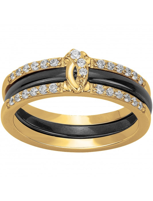 BAGUE PLAQUE - CERAMQIUE NOIRE - ZIRCONIA