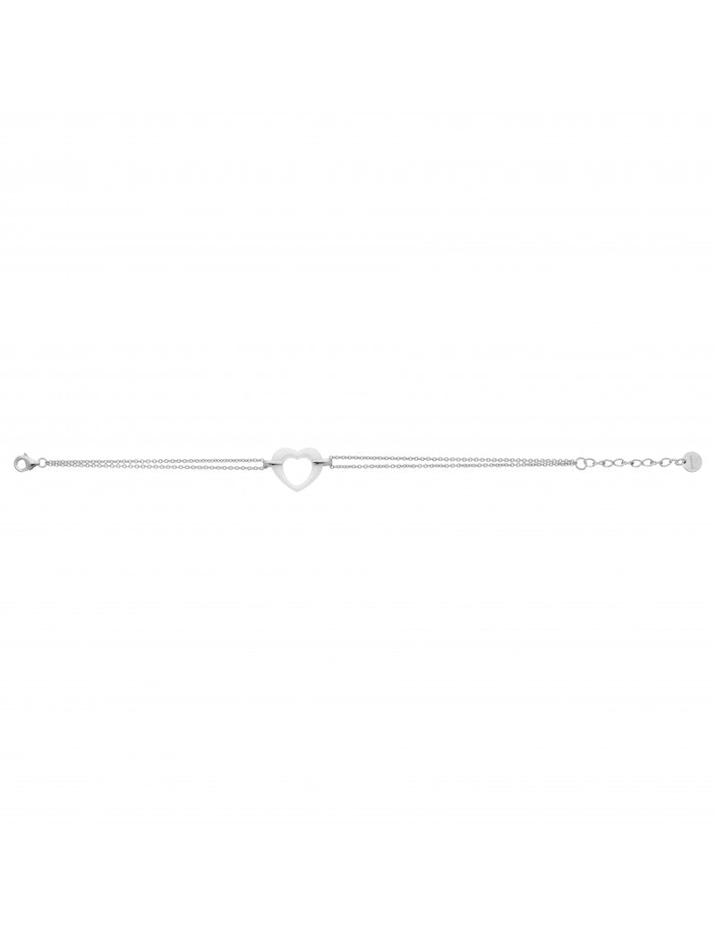 BRACELET ARGENT - CERAMQIUE BLANCHE - COEUR
