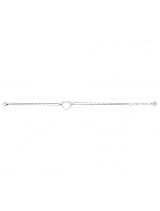 BRACELET ARGENT - CERAMQIUE BLANCHE - COEUR