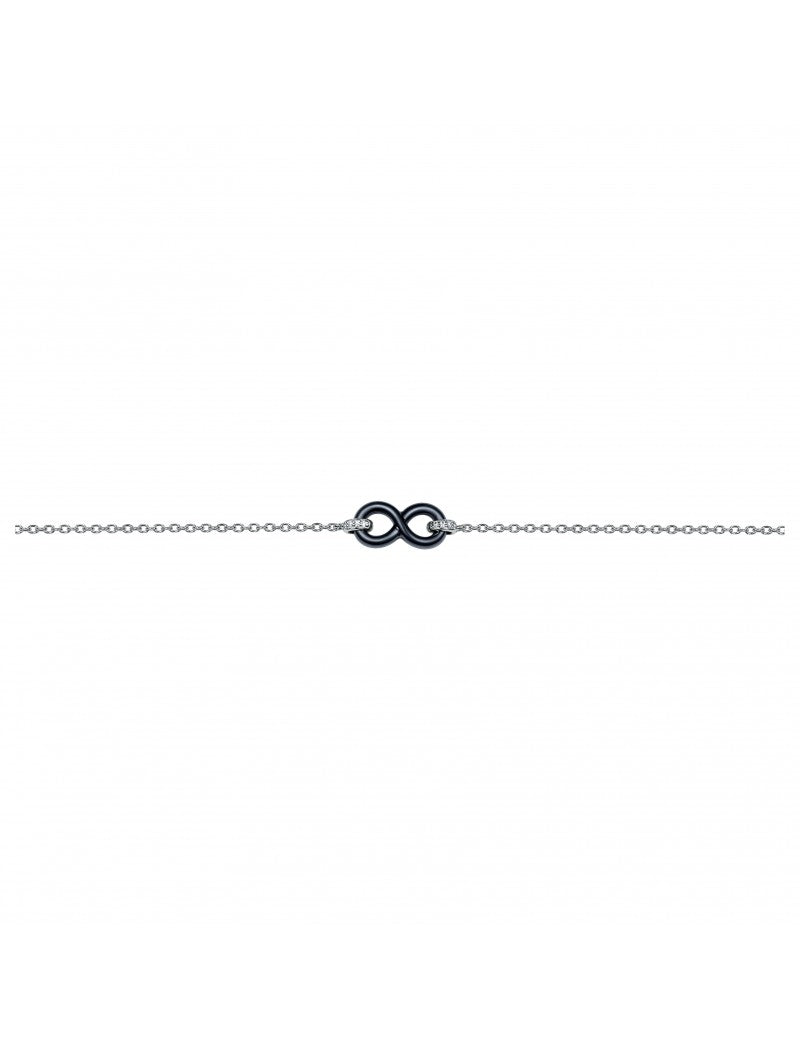 BRACELET ARGENT - CERAMQIUE NOIRE - INFINI - ZIRCONIA
