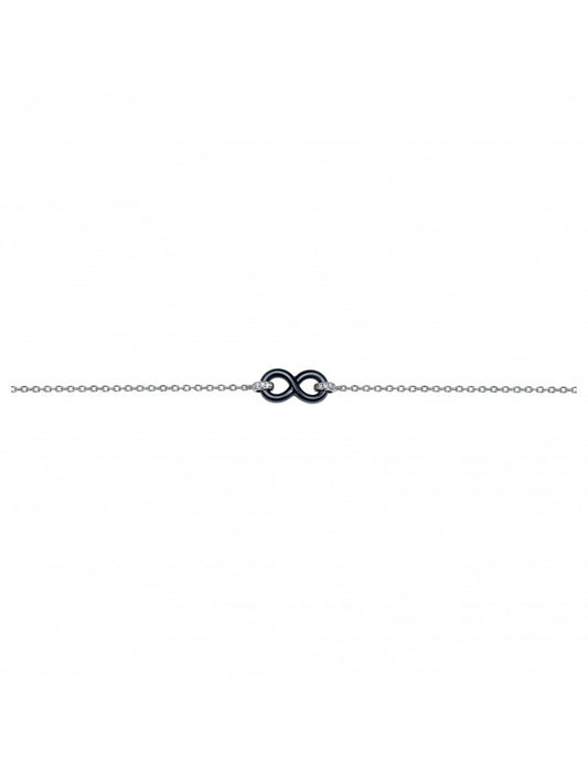 BRACELET ARGENT - CERAMQIUE NOIRE - INFINI - ZIRCONIA