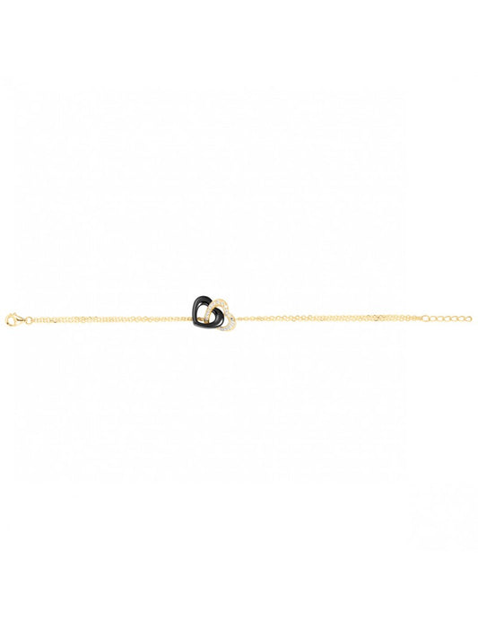 BRACELET PLAQUE - CERAMQIUE NOIRE - COEUR - ZIRCONIA