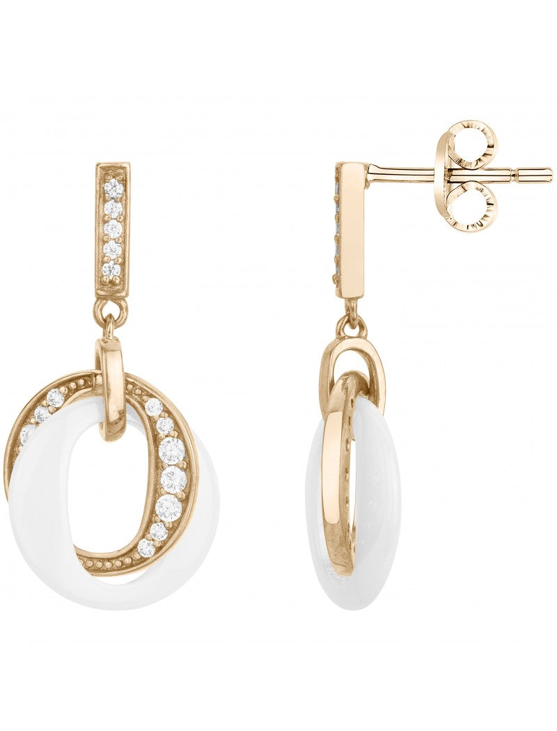 BOUCLES D'OREILLES PLAQUE- CERAMQIUE BLANCHE - ZIRCONIA