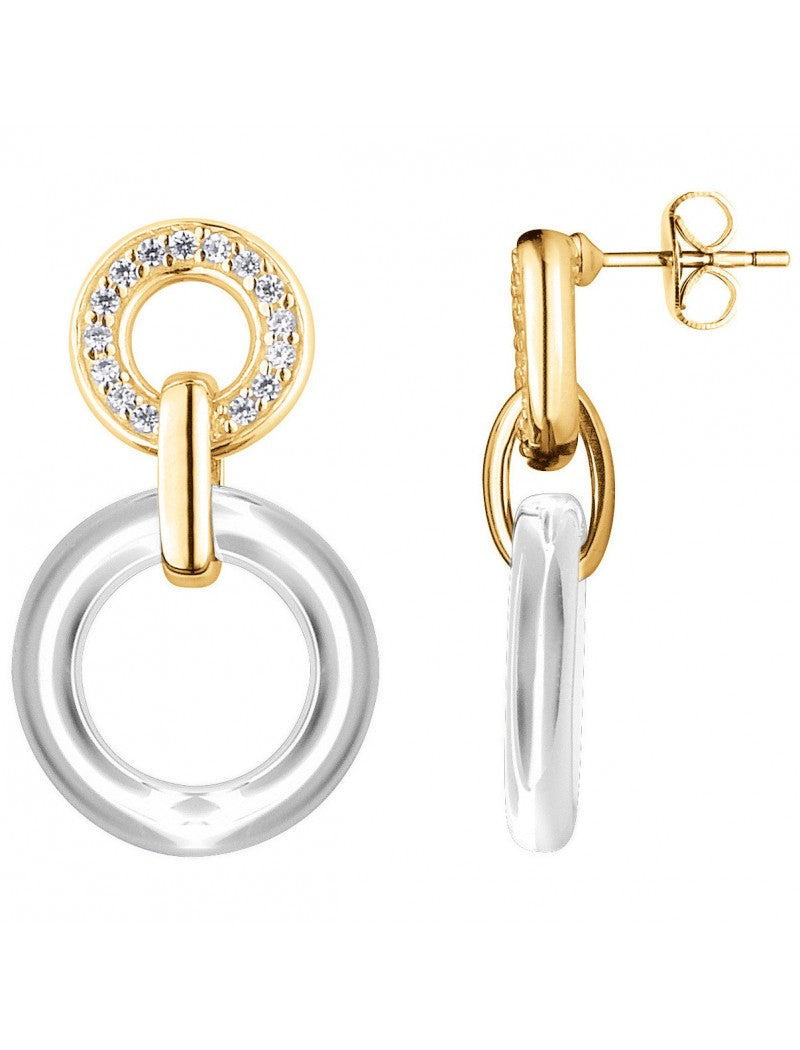 BOUCLES D'OREILLES PLAQUE - CERAMQIUE BLANCHE - ZIRCONIA
