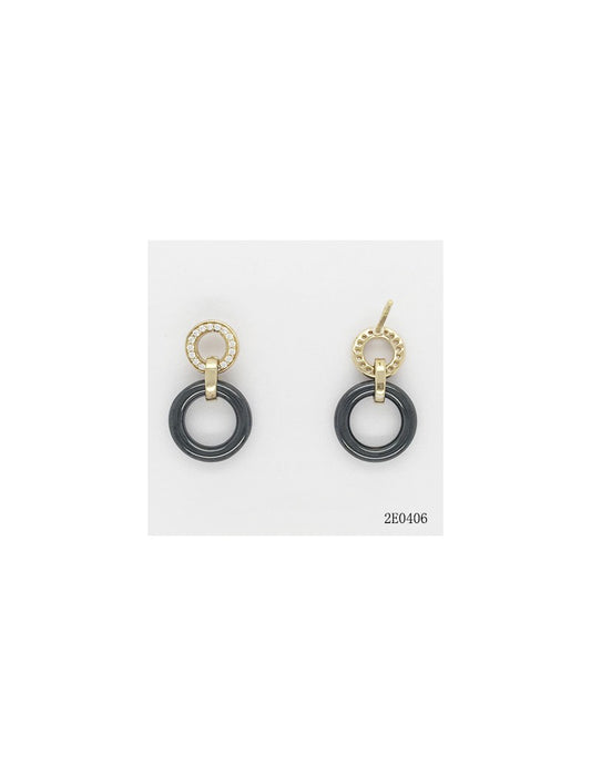 BOUCLES D'OREILLES PLAQUE - CERAMQIUE NOIRE - ZIRCONIA