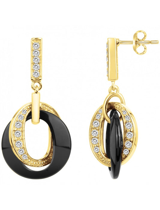 BOUCLES D'OREILLES PLAQUE - CERAMQIUE NOIRE - ZIRCONIA