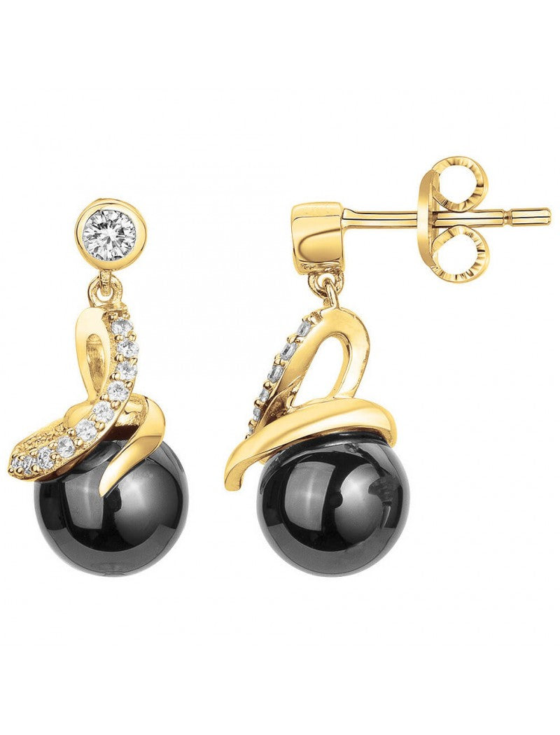 BOUCLES D'OREILLES PLAQUE - CERAMQIUE NOIRE - ZIRCONIA