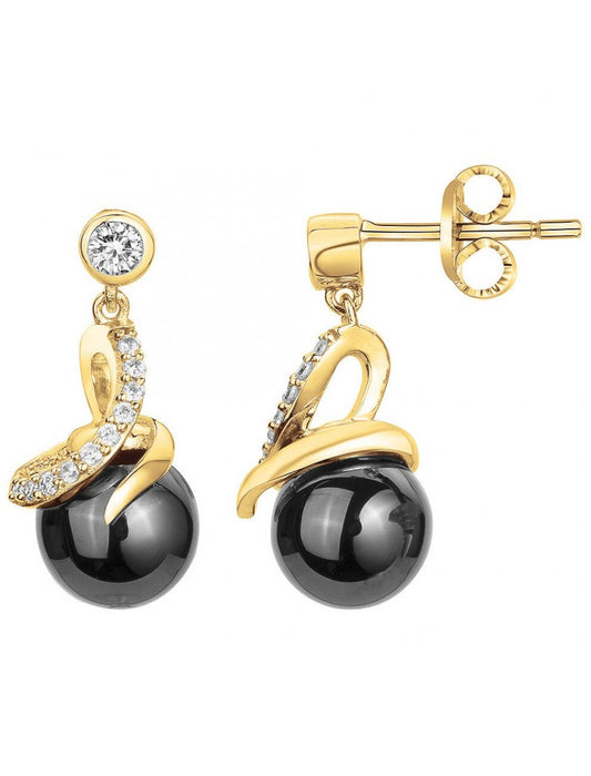 BOUCLES D'OREILLES PLAQUE - CERAMQIUE NOIRE - ZIRCONIA