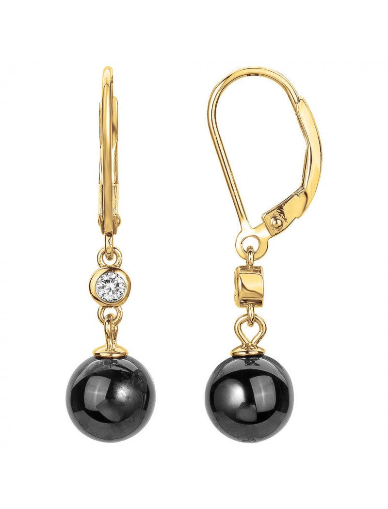 BOUCLES D'OREILLES PLAQUE - CERAMQIUE NOIRE - ZIRCONIA