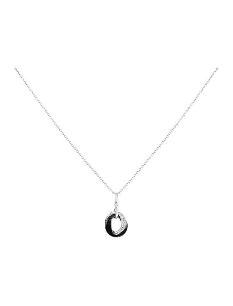 COLLIER ARGENT - CERAMQIUE NOIRE - ZIRCONIA