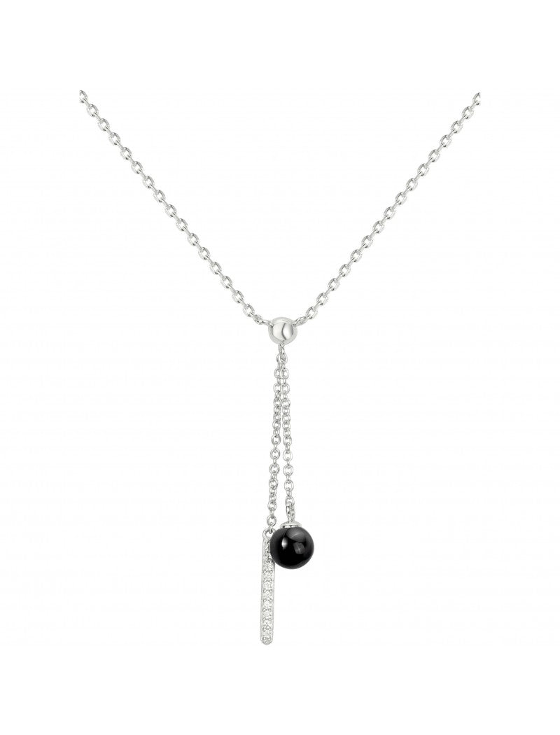 COLLIER ARGENT - CERAMQIUE NOIRE - ZIRCONIA