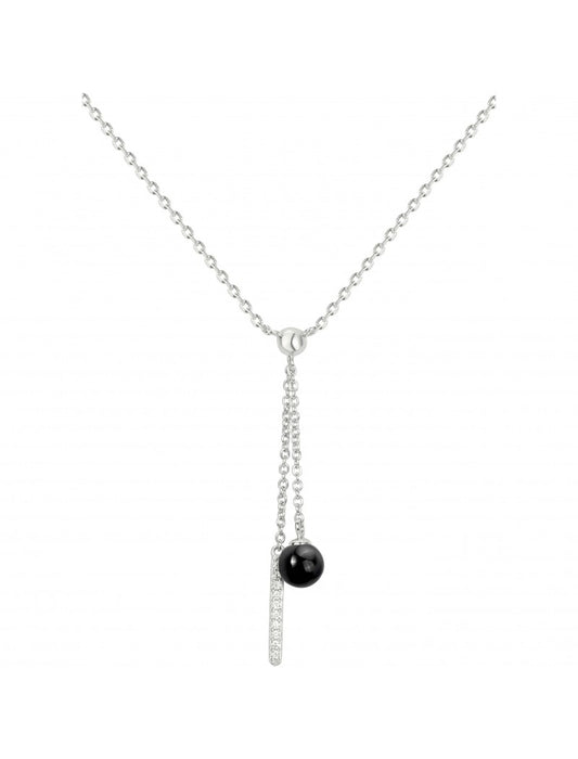 COLLIER ARGENT - CERAMQIUE NOIRE - ZIRCONIA