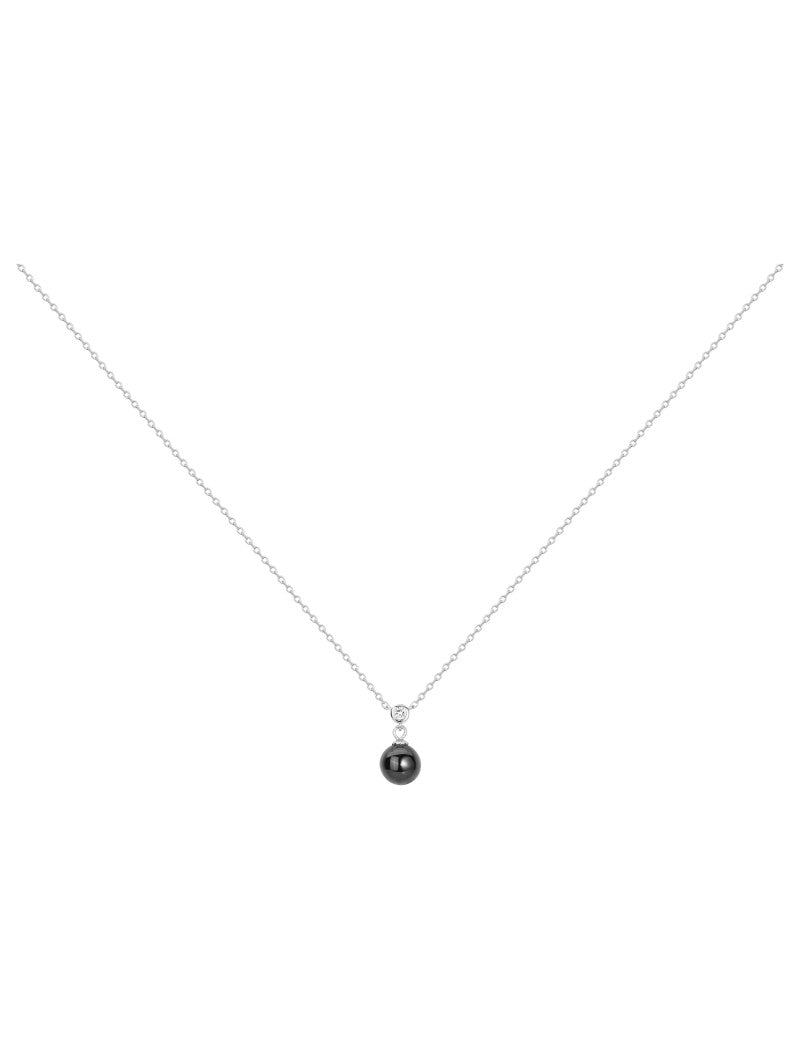 COLLIER ARGENT - CERAMQIUE NOIRE - ZIRCONIA
