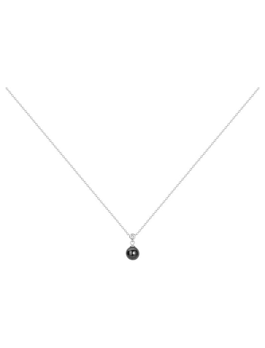 COLLIER ARGENT - CERAMQIUE NOIRE - ZIRCONIA