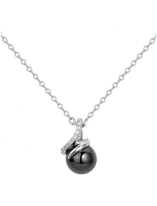 COLLIER ARGENT - CERAMQIUE NOIRE - ZIRCONIA