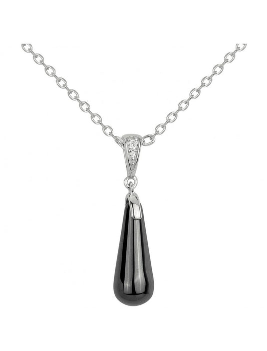 COLLIER ARGENT - CERAMQIUE NOIRE - ZIRCONIA