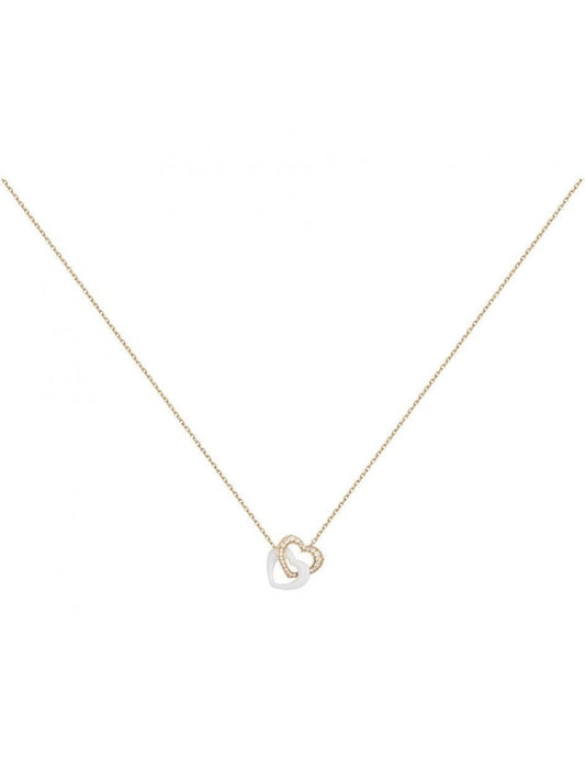 COLLIER PLAQUE - CERAMQIUE BLANCHE - COEUR - ZIRCONIA