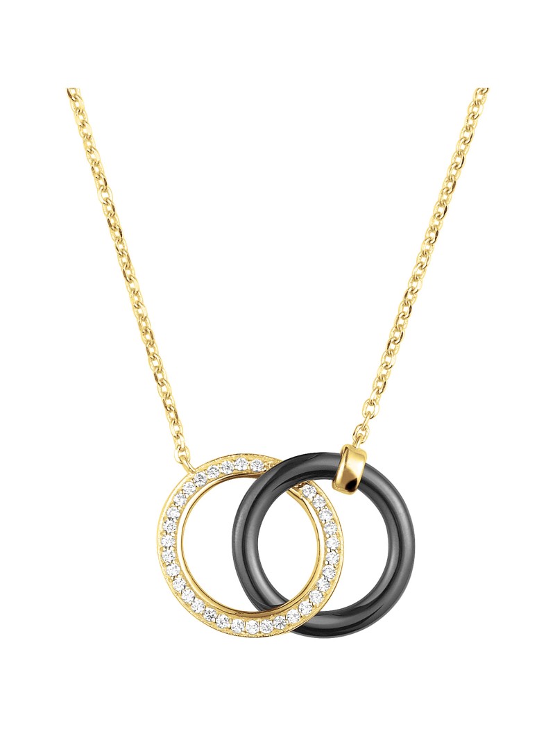 COLLIER PLAQUE - CERAMQIUE NOIRE - ZIRCONIA