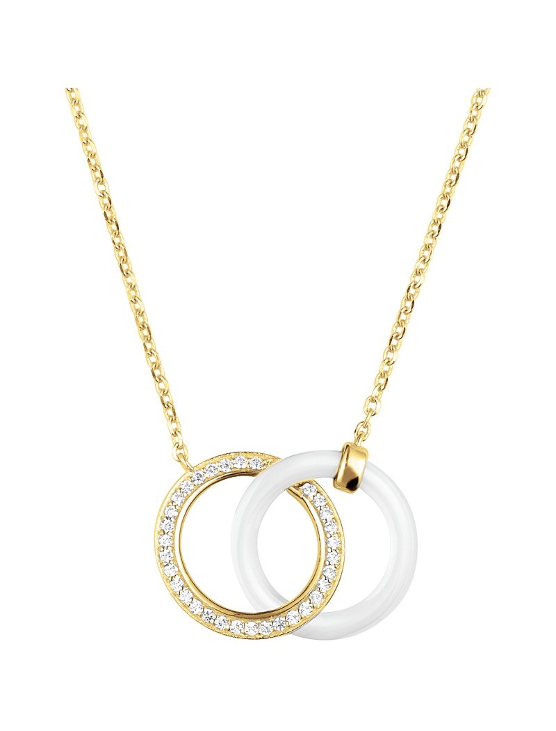COLLIER PLAQUE - CERAMQIUE BLANCHE - ZIRCONIA