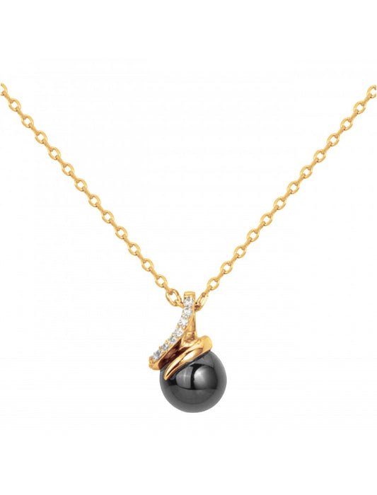 COLLIER PLAQUE - CERAMQIUE NOIRE - ZIRCONIA