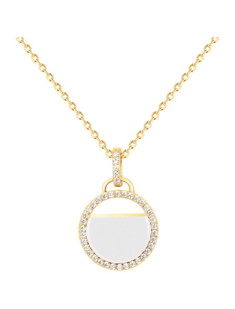 COLLIER PLAQUE - CERAMQIUE BLANCHE - ZIRCONIA