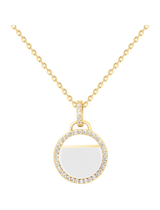 COLLIER PLAQUE - CERAMQIUE BLANCHE - ZIRCONIA