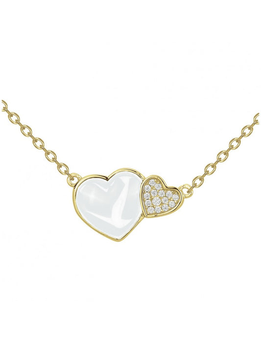 COLLIER PLAQUE - CERAMQIUE BLANCHE - COEUR - ZIRCONIA
