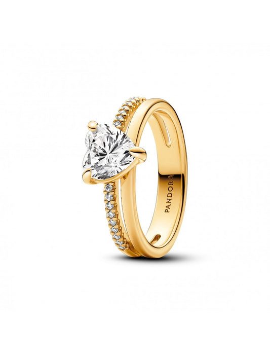 Mélange de métaux unique plaqué or Zircone Cubique Transparent