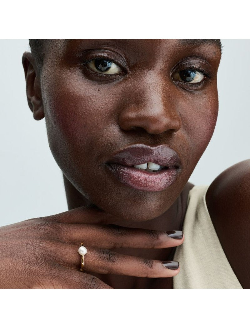 Mélange de métaux unique plaqué or Perle de culture d'eau douce traitée Blanc