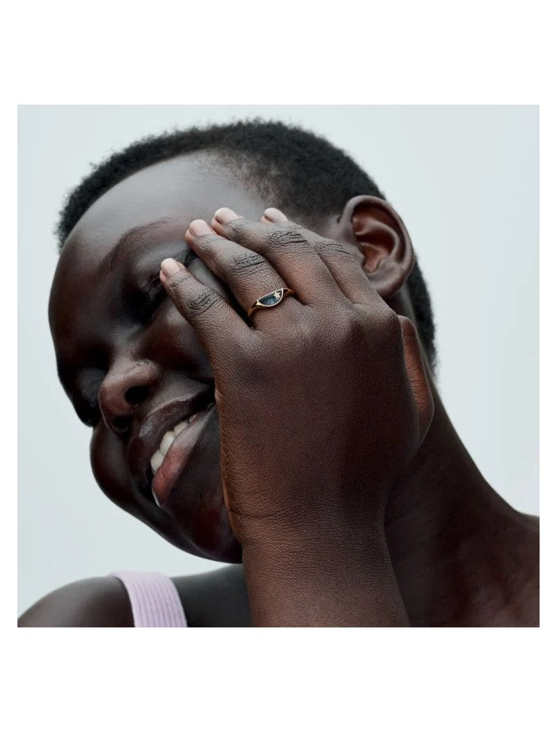 Mélange de métaux unique plaqué or Émail Zircone cubique Noir