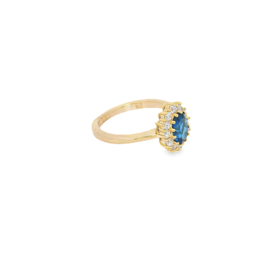 Bague femme plaqué or zirconia et saphir synthétique