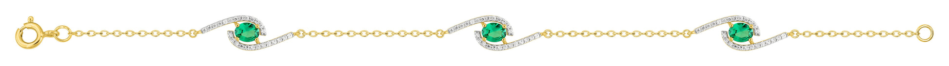 BRACELET Plaqué or - ZIRCONIA VERT - ZIRCONIA - 18 CM