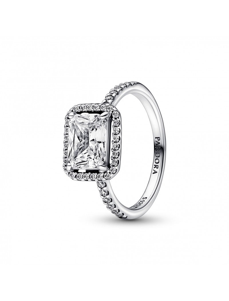 Bague Halo Étincelante Rectangulaire