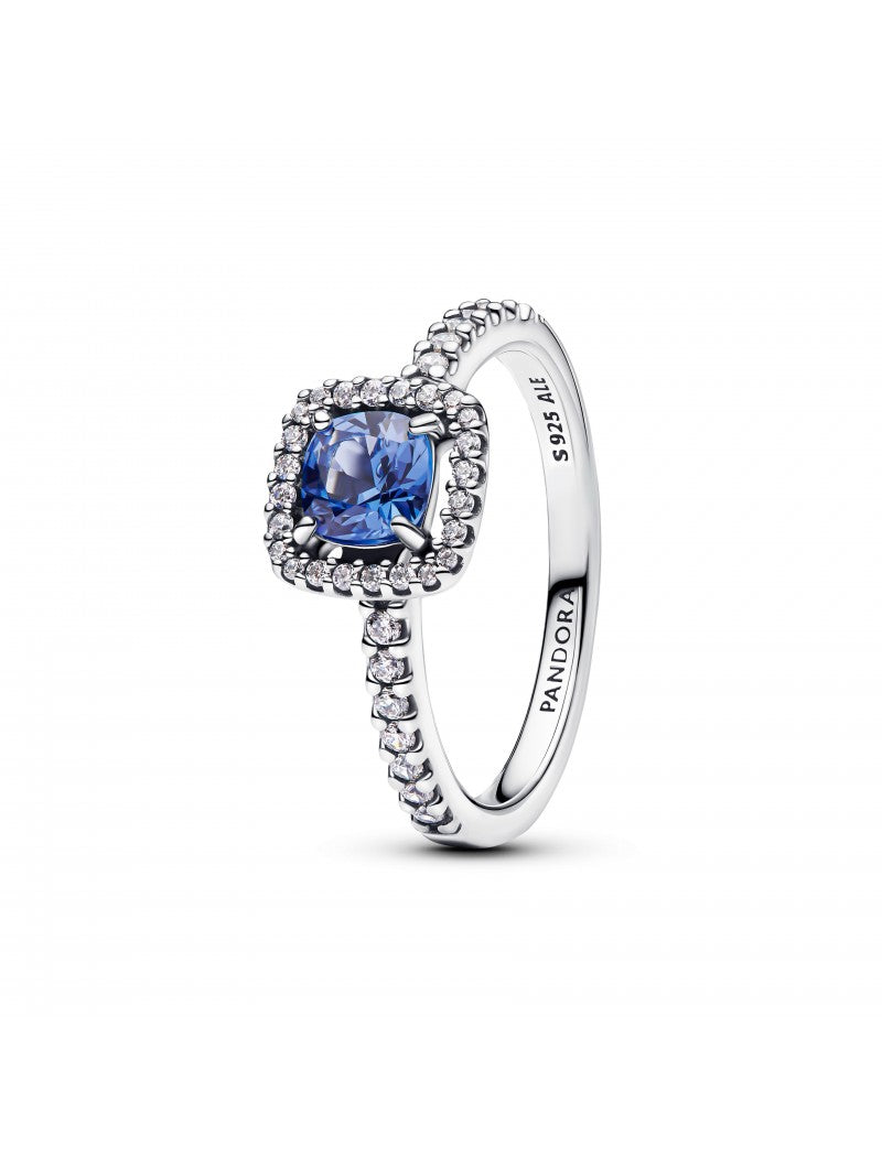 Bague en argent sterling avec cristal bleu bleuet et zircone cubique transparente