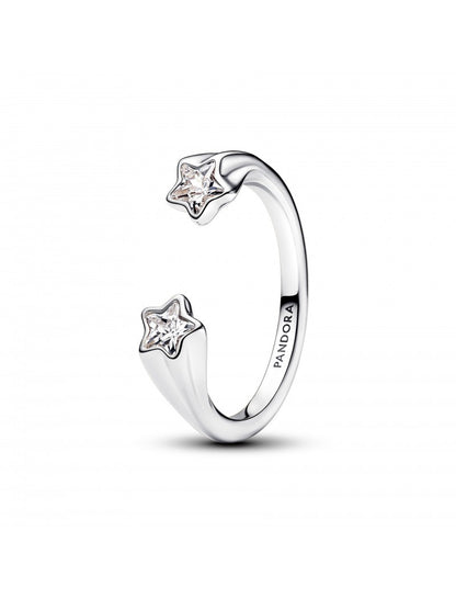 Bague ouverte étoile filante en argent sterling avec zircone cubique transparente