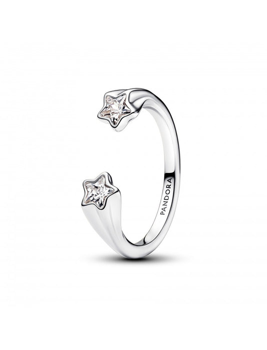 Bague ouverte étoile filante en argent sterling avec zircone cubique transparente