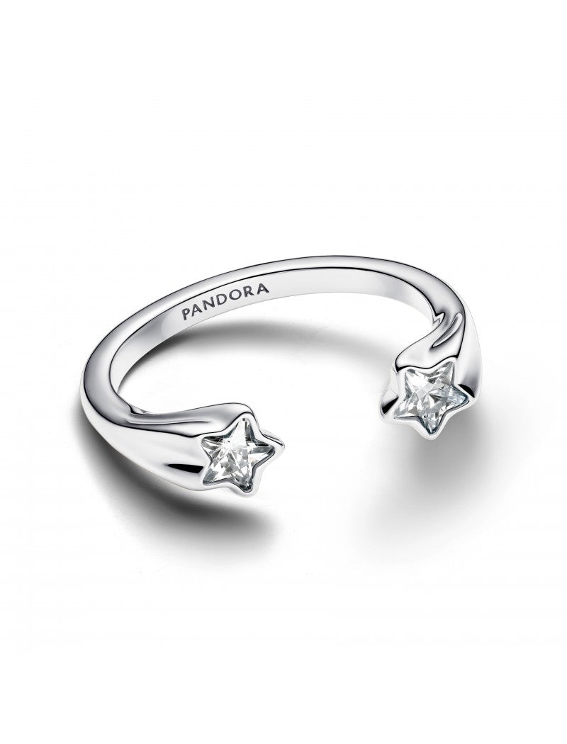 Bague ouverte étoile filante en argent sterling avec zircone cubique transparente