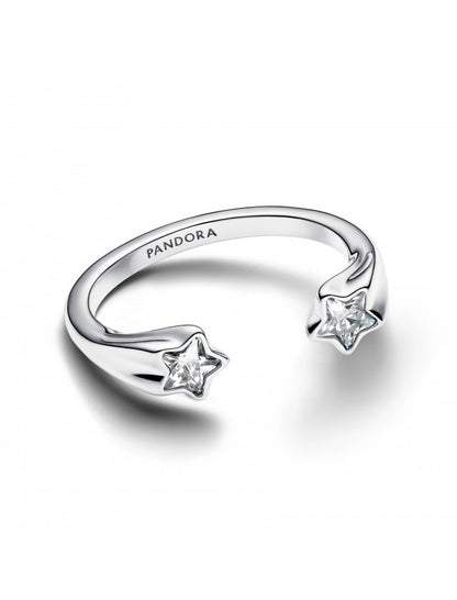 Bague ouverte étoile filante en argent sterling avec zircone cubique transparente