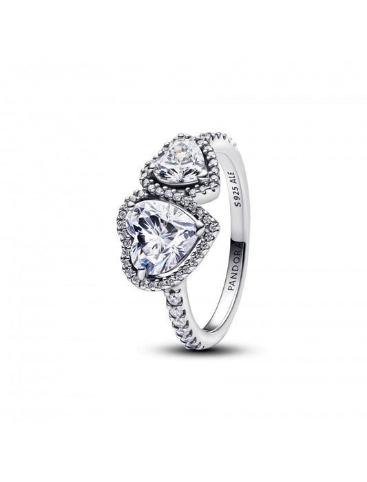 Bague Halo Coeurs Étincelants