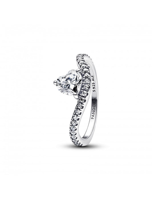 Bague Coeur Pavé Ondulé