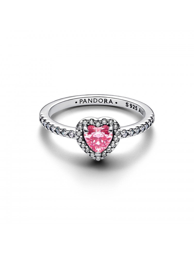 Bague coeur rose surélevée