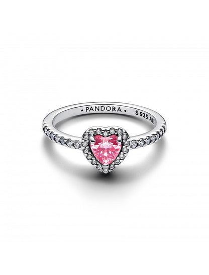 Bague coeur rose surélevée