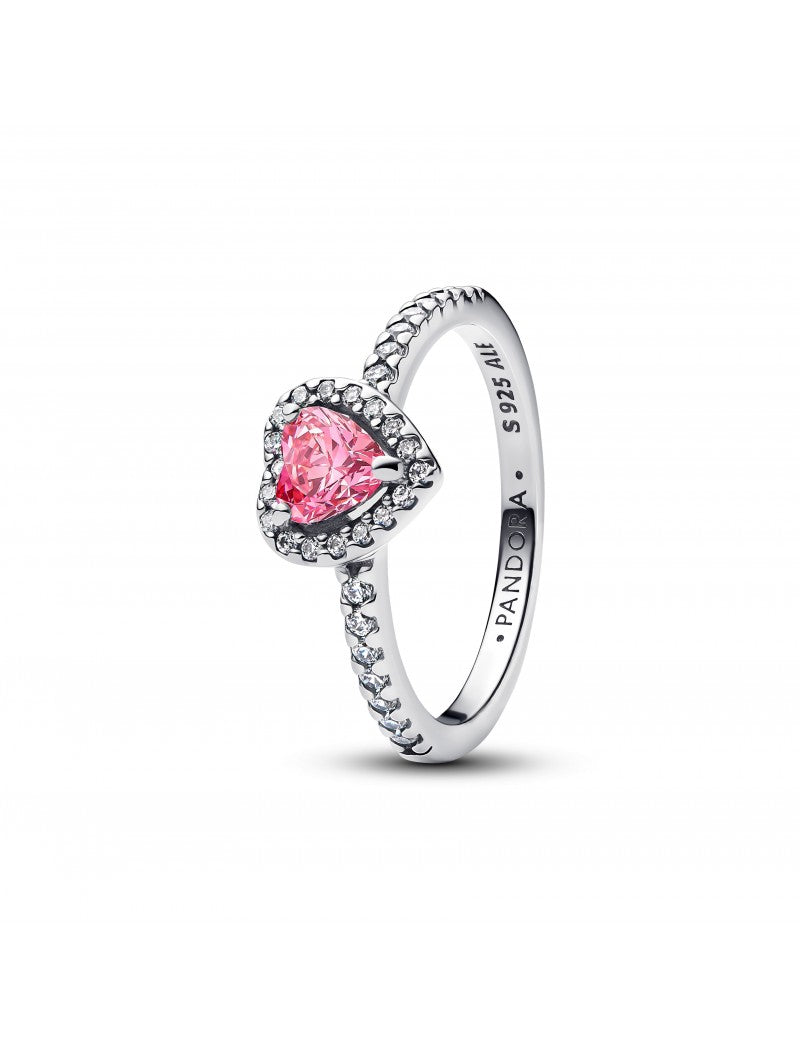 Bague coeur rose surélevée