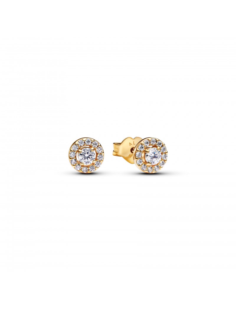 Boucles d'oreilles clous plaquées or avec zircons cubiques transparents