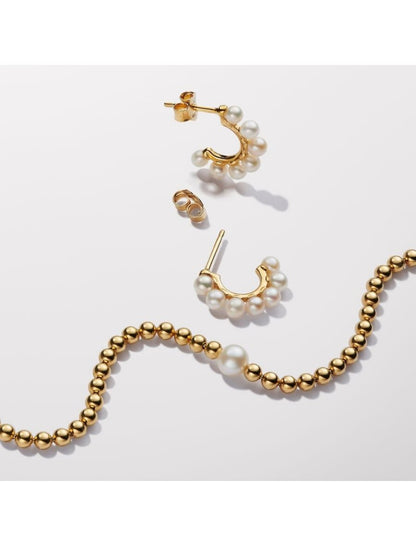 Mélange de métaux unique plaqué or Perle de culture d'eau douce traitée Blanc