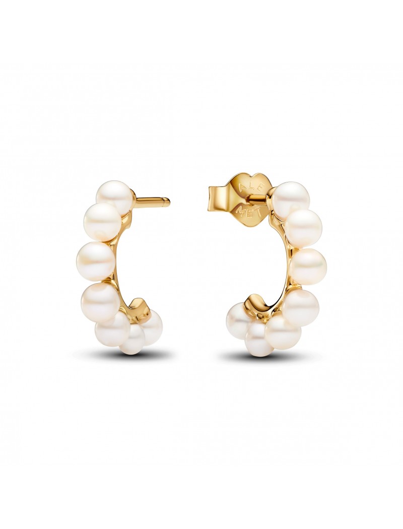 Mélange de métaux unique plaqué or Perle de culture d'eau douce traitée Blanc